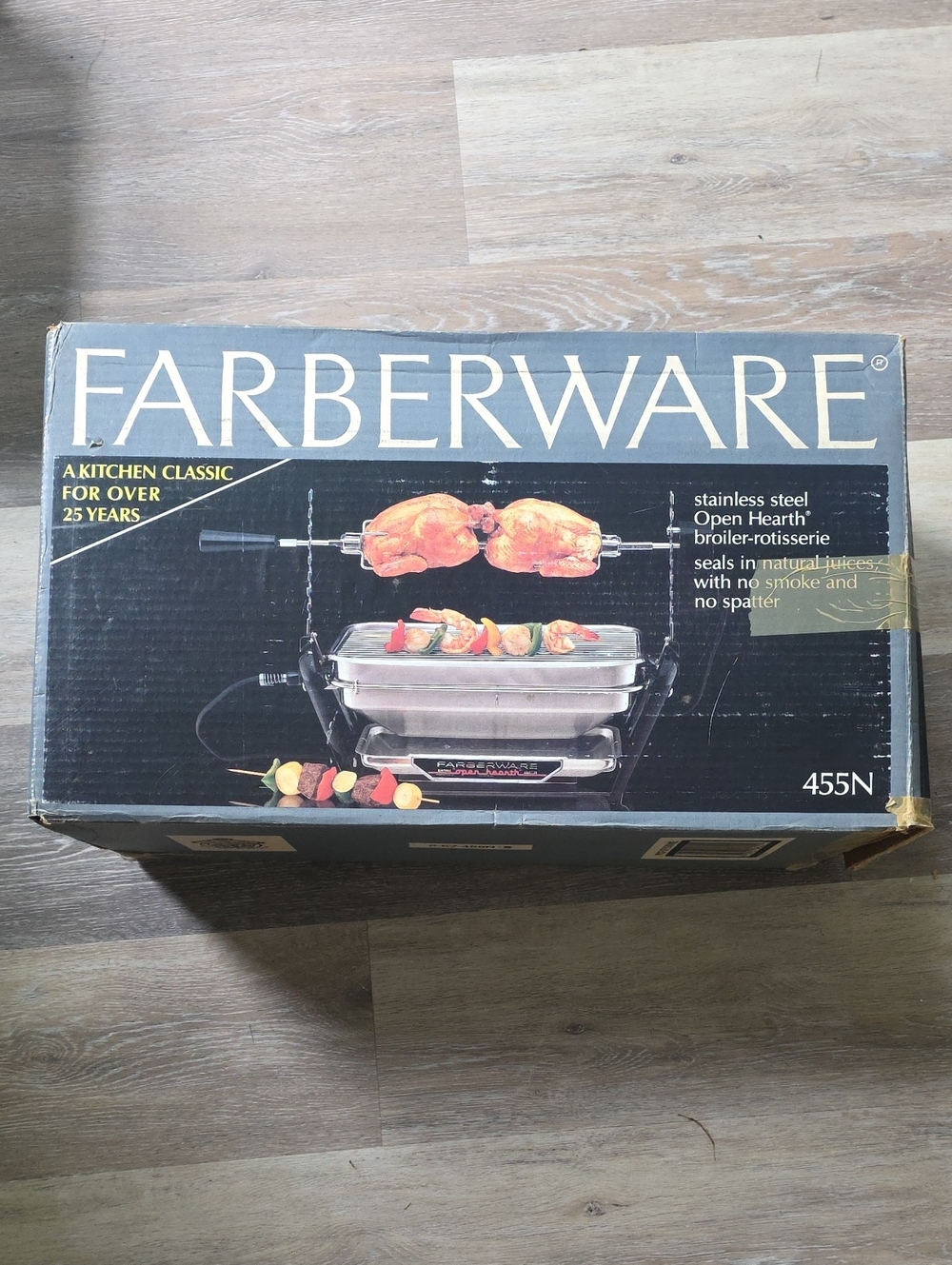 Open BOX VNTG Farberware Stainless Steel Open Hearth Broiler-Rotisserie 455N
